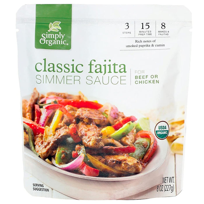 SIMPLY ORGANIC: Sauce Fajita Simmer Organic, 8 oz