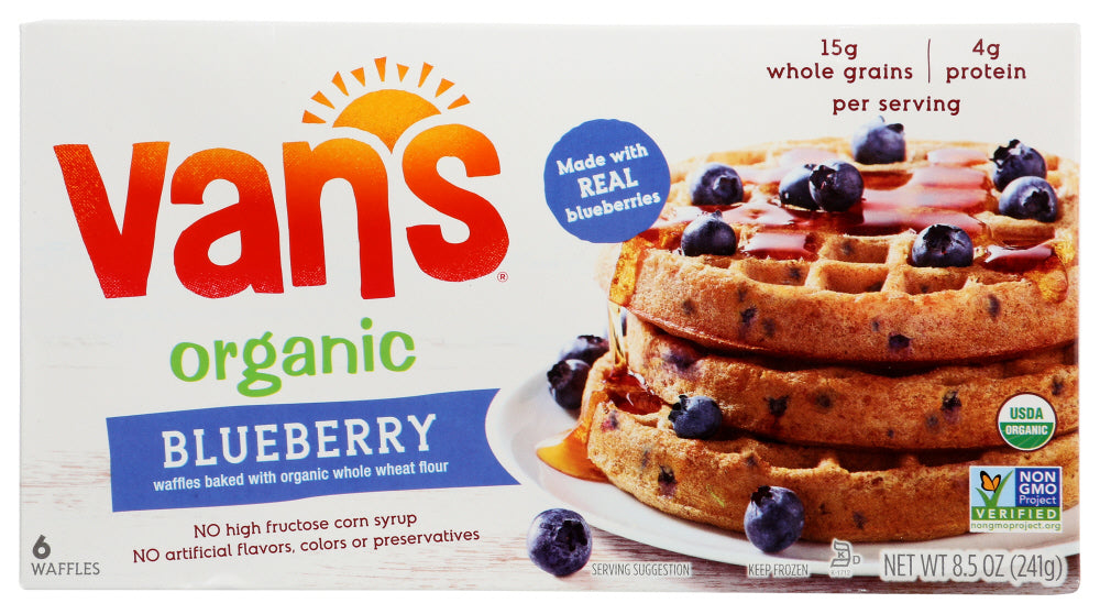 VAN'S: Whole Grain Organic Blueberry Waffles, 8.5 oz