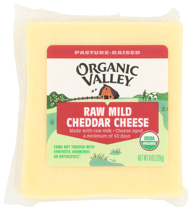 ORGANIC VALLEY: Organic Raw Mild Cheddar Cheese, 8 oz