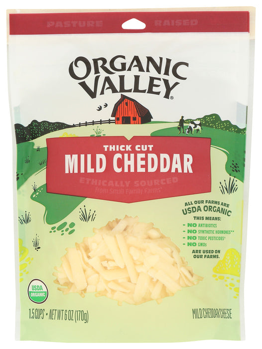 ORGANIC VALLEY: Organic Finely Shredded Mild Cheddar Cheese, 6 oz