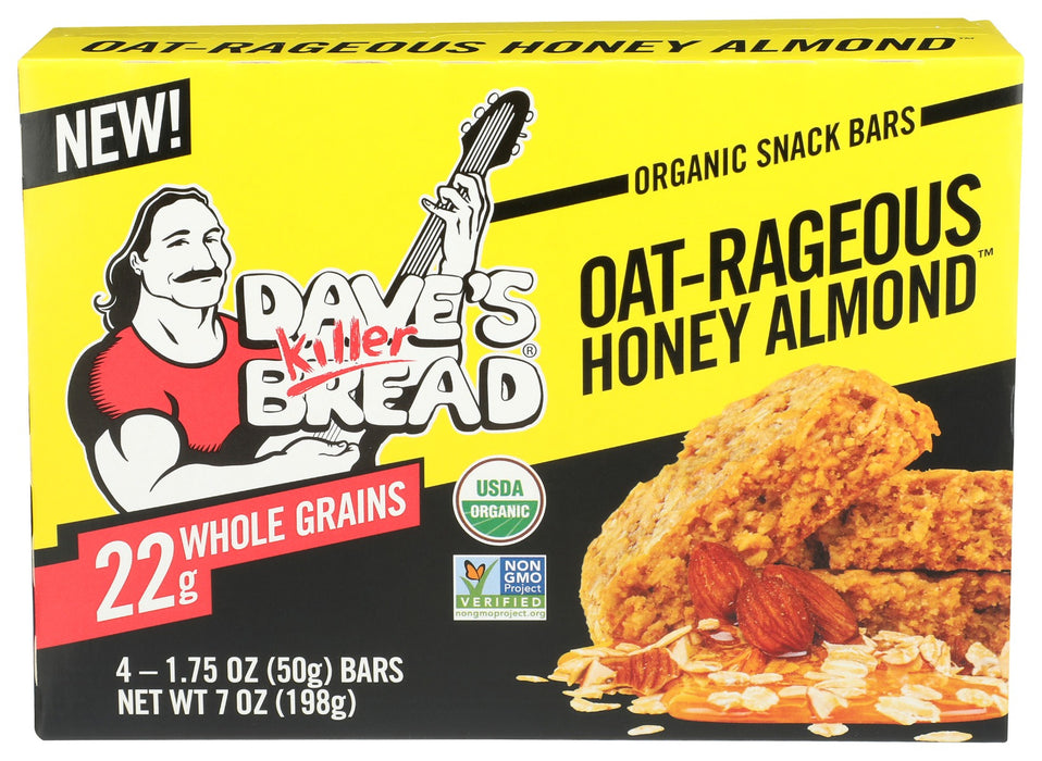 DAVES KILLER BREAD: Oatrageous Honey Almond Snack Bar 4 Count, 7 oz