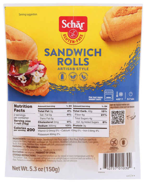 SCHAR: Roll Sandwich, 5.3 OZ