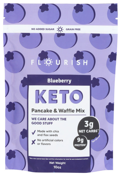 FLOURISH: Blueberry Keto Protein Pancake Mix, 10 oz