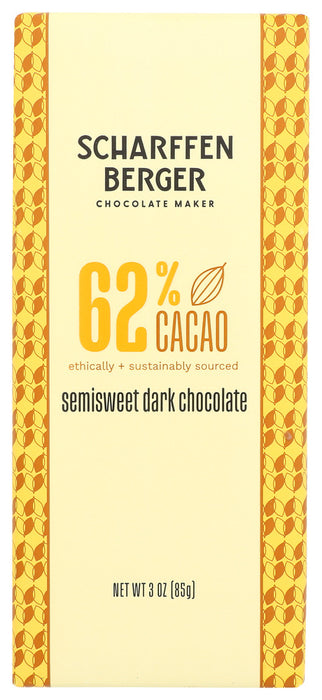 SCHARFFEN BERGER: 62% Semisweet Chocolate Bar Dark Chocolate, 3 oz