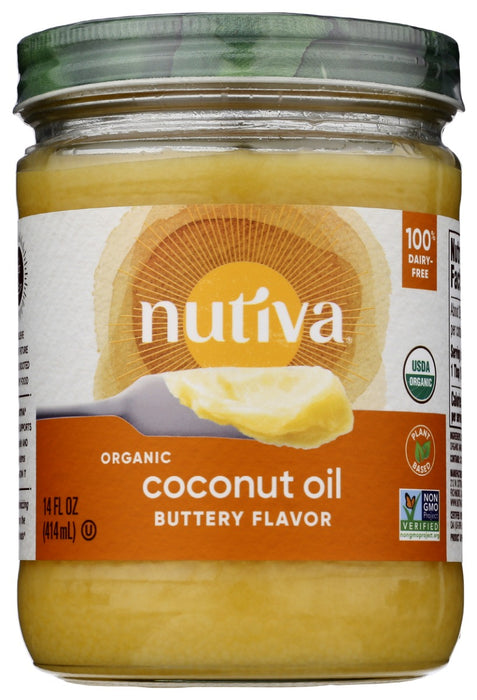 NUTIVA: Coconut Oil Organic Buttery Flavor, 14 Oz