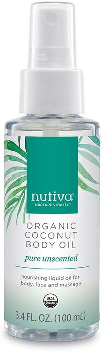 NUTIVA: Oil Body Coconut Unscented, 8 oz