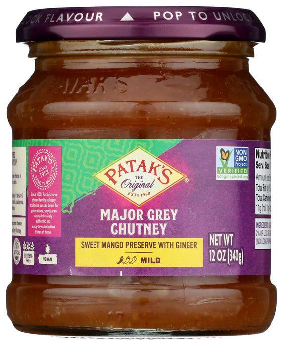 PATAK'S:  Major Grey Chutney Sweet Mango Preserve with Ginger, 12 oz