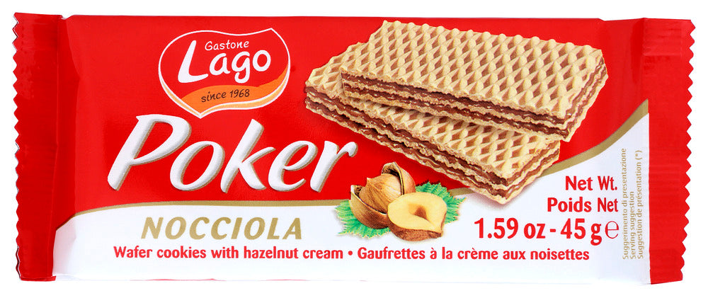 GASTONE LAGO: Poker Hazelnut Cream Wafers Cookies, 1.59 oz
