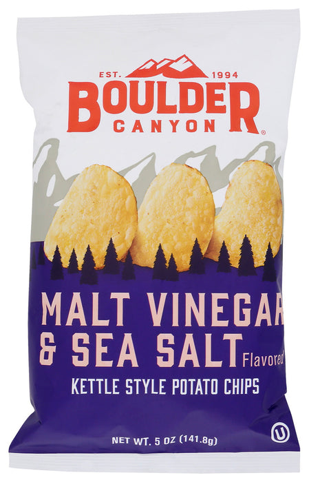BOULDER CANYON: Kettle Cooked Potato Chips Malt Vinegar and Sea Salt, 5 oz