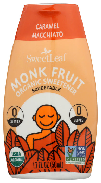 SWEETLEAF STEVIA: Monk Fruit Organic Sweetener Caramel Macchiato Squeezable, 1.7 oz