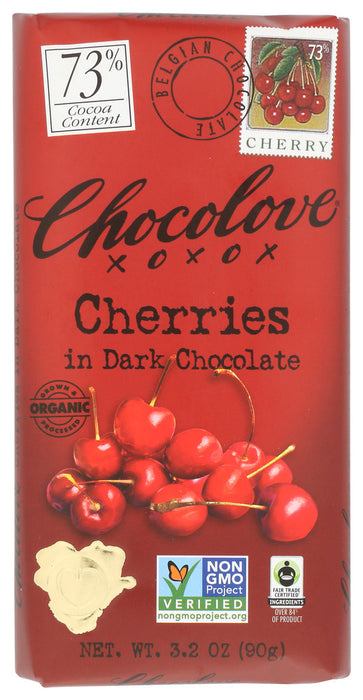 CHOCOLOVE: Cherries Dark Chocolate Bar, 3.2 oz