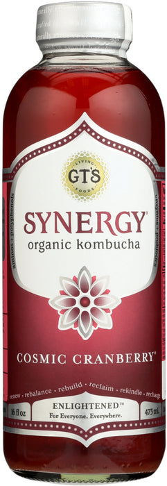 GT ENLIGHTENED KOMBUCHA: Synergy Cosmic Cranberry Drink, 16 Oz