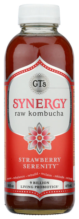 GT ENLIGHTENED KOMBUCHA: Synergy Strawberry Drink, 16 oz