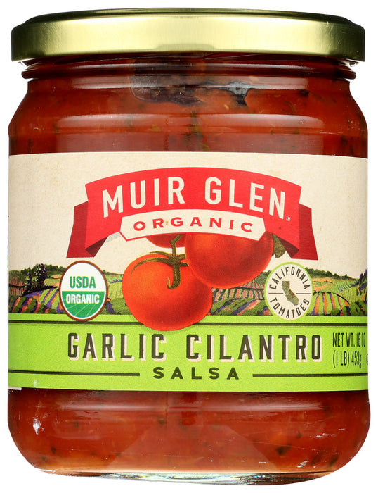 MUIR GLEN: Organic Medium Salsa Garlic Cilantro, 16 oz