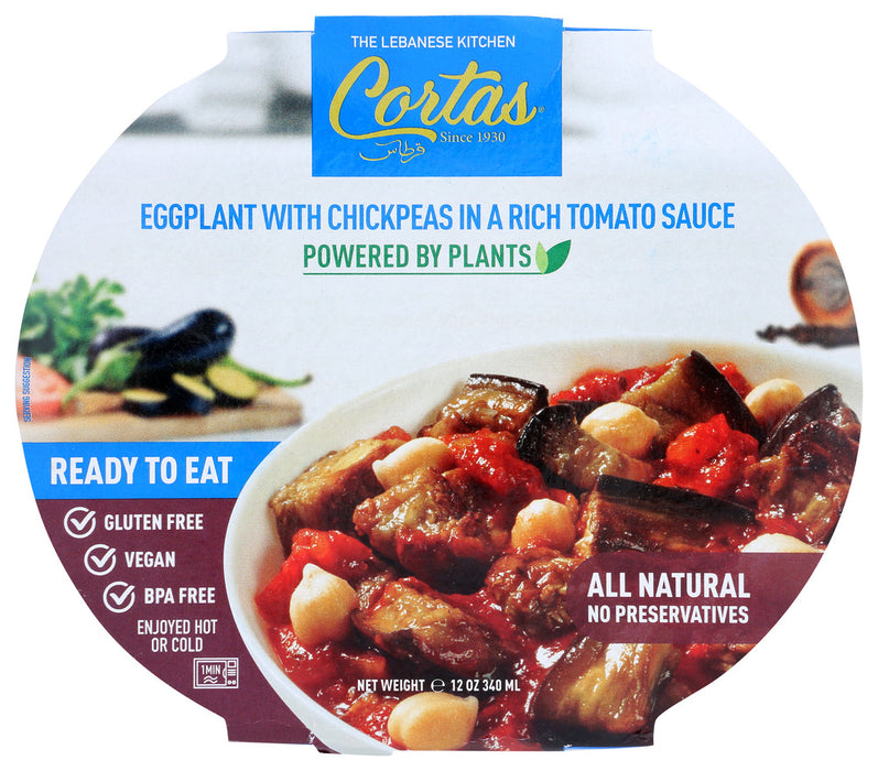 CORTAS: Eggplant With Chickpeas In A Rich Tomato Sauce Ready To Eat Meal, 12 oz