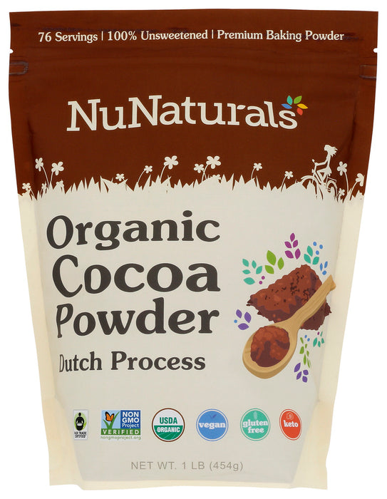 NUNATURALS INC: Organic Cocoa Powder Dutch Process, 1 lb