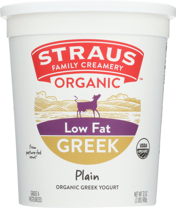 STRAUS: Yogurt Grk Low Fat Plain, 32 oz