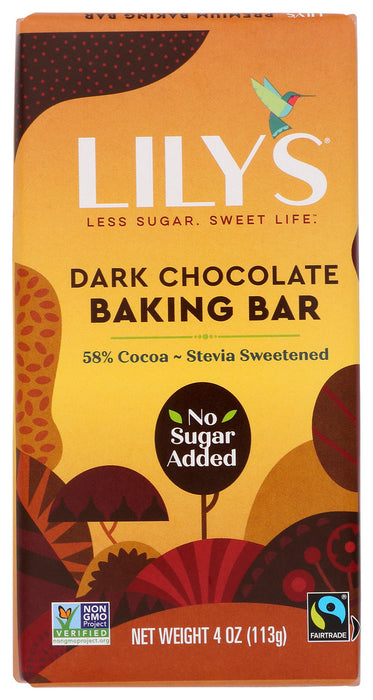 LILYS SWEETS: Bar Baking Vertical Dark Chocolate, 4 OZ