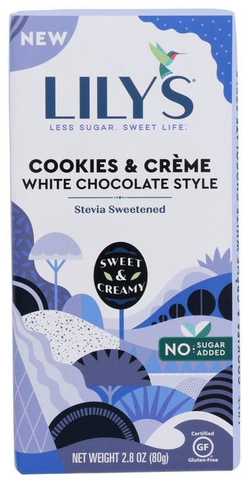 LILYS SWEETS: Bar Chocolate White Cookies & Cream, 2.8 OZ