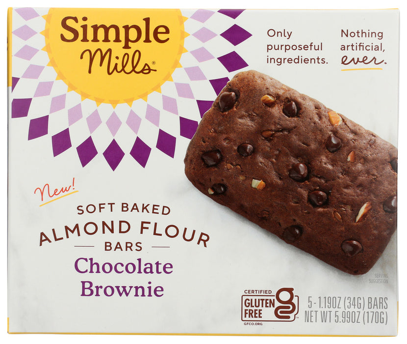 SIMPLE MILLS: Soft Baked Almond Flour Chocolate Brownie, 5.99 oz