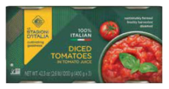 LE STAGIONI D'ITALIA: Italian Diced Tomatoes 3pk, 42.3 oz
