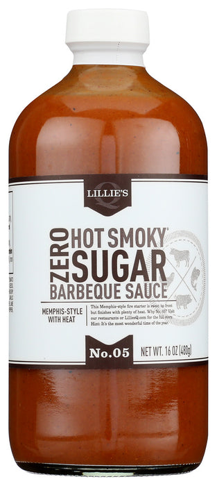 LILLIES Q: Sauce Hot Smoky 0 Sgr, 16 OZ