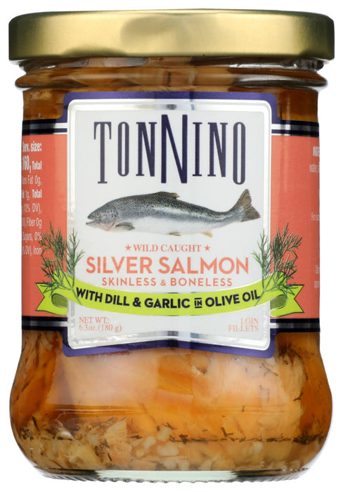 TONNINO: Silver Salmon Fillets with Dill in Olive Oil, 6.03 oz