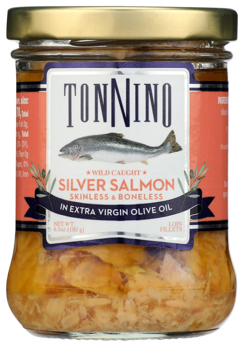 TONNINO: Silver Salmon Fillets in Extra Virgin Olive Oil, 6.03 oz