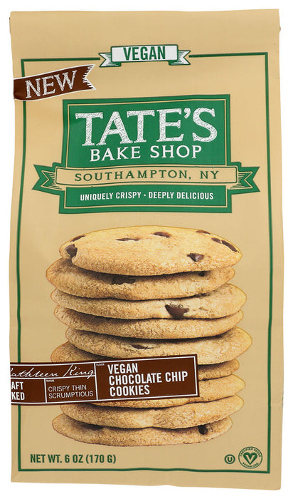 TATES: Vegan Chocolate Chip Cookies, 6 oz