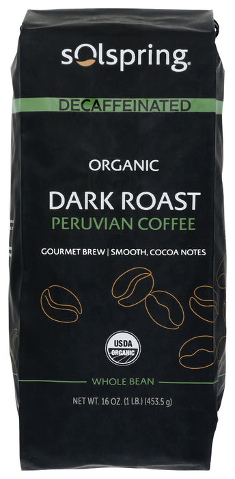 SOLSPRING: Coffee Decaf Dk Peruvian, 1 lb