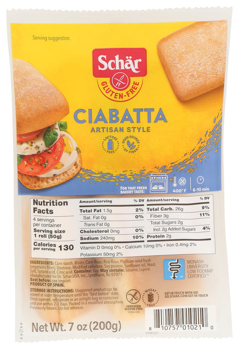 SCHAR: Gluten Free Ciabatta Parbaked Rolls, 7 oz
