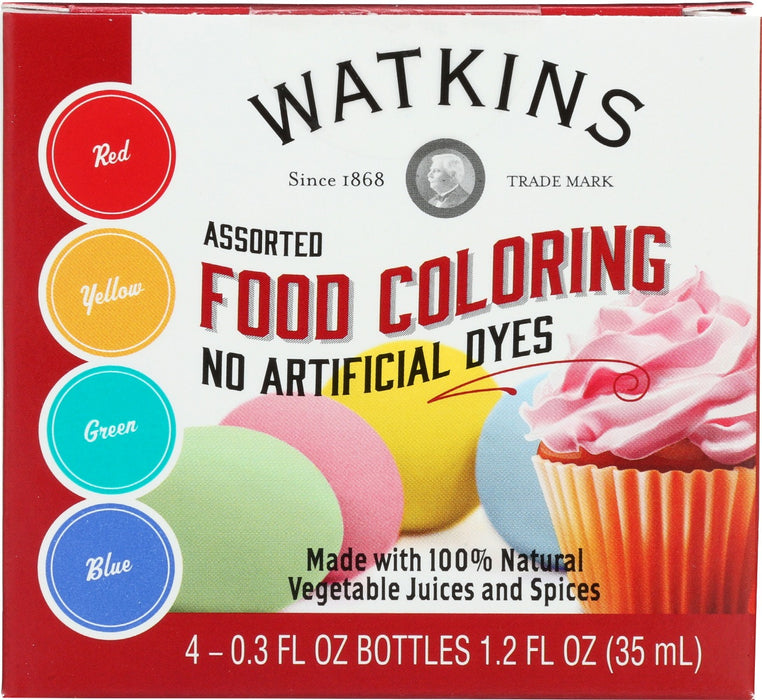 WATKINS: Food Coloring Assorted 4pk, 1.2 fo