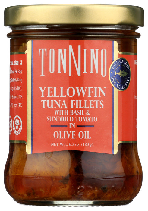 TONNINO: Tuna Fillets With Sundried Tomato And Basil In Olive Oil, 6.3 oz