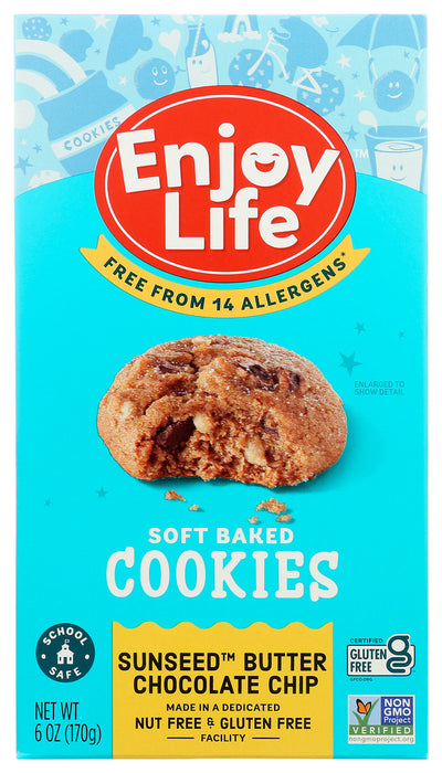 ENJOY LIFE: Sunseed Chocolate Chip Soft Baked Cookies, 6 oz