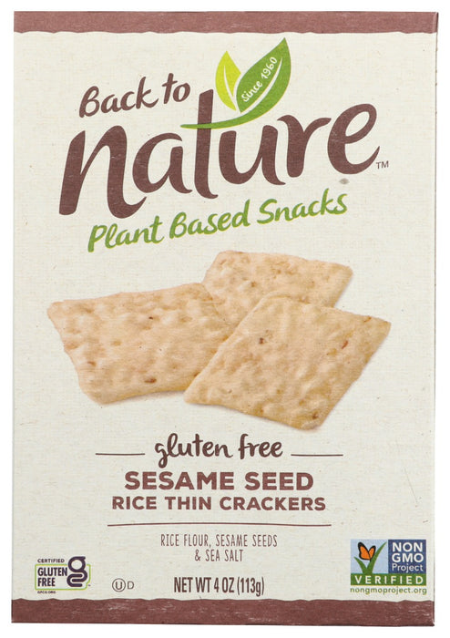 BACK TO NATURE: Gluten Free Sesame Seed Rice Thin Crackers, 4 oz