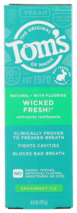 TOMS OF MAINE: Wicked Fresh Spearmint Ice Toothpaste, 4 oz