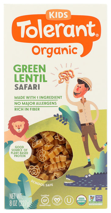 TOLERANT: Organic Kids Green Lentil Safari Pasta, 8 oz