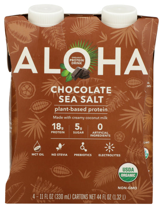 ALOHA: Chocolate Sea Salt Protein Drink 4Pk, 44 fo