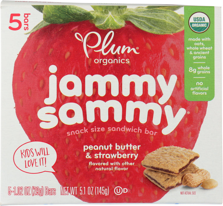 PLUM ORGANICS: Bar Jmy Smy Pntbttr Strwb, 5.15 oz