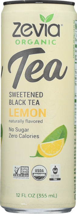 ZEVIA: Organic Black Tea Lemon, 12 fo