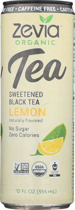 ZEVIA: Sweetened Black Tea Lemon Caffeine Free, 12 fo