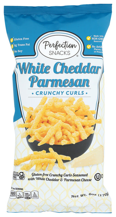 PERFECTION SNACKS: White Cheddar Parmesan Crunchy Curls, 6 oz