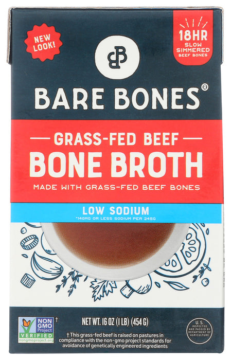 BARE BONES: Broth Beef Bone Low Sodium Grf, 16 oz