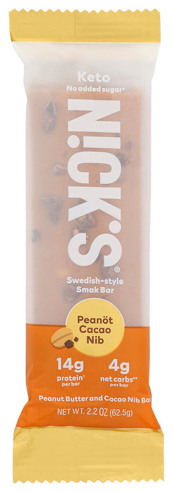 NICKS: Peanot Cacao Nib Bar, 2.2 oz
