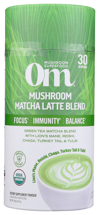 OM MUSHROOMS: Mushroom Matcha Latte Blend, 240 gm