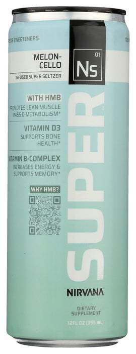 NIRVANA SUPER: Seltzer Rtd Melon Cello, 12 fo