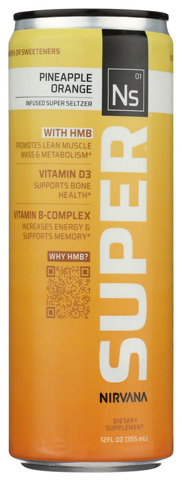 NIRVANA SUPER: Seltzer Rtd Pnapple Orgn, 12 fo