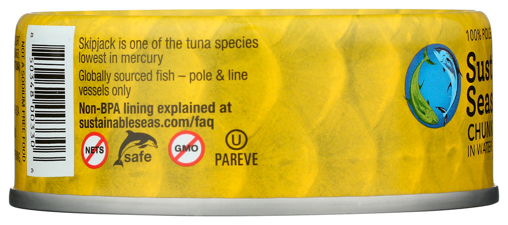 SUSTAINABLE SEAS: Tuna Lt Chnk Watr No Salt, 5 oz