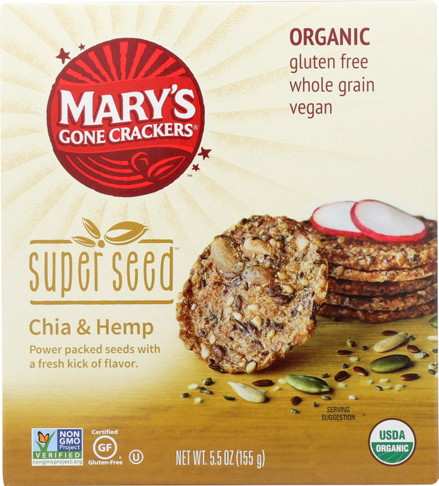 MARYS GONE CRACKERS: Super Seed Chia & Hemp Crackers, 5.5 oz