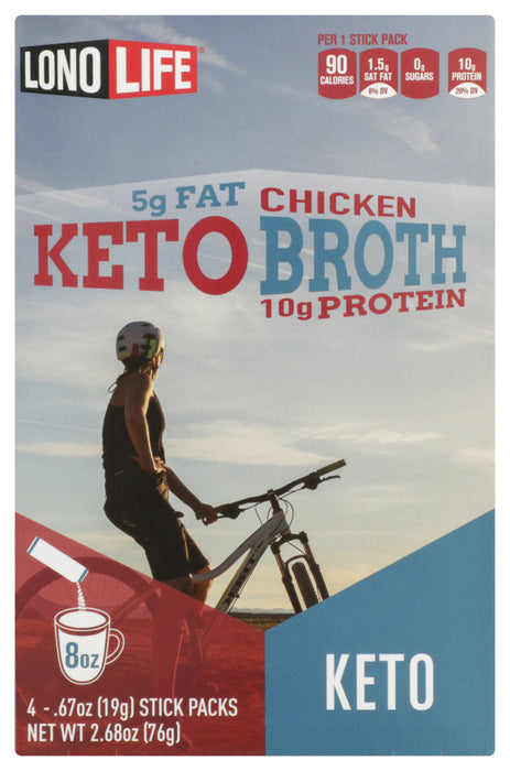LONOLIFE: Keto Chicken Broth 4 Stick Packs, 2.68 oz